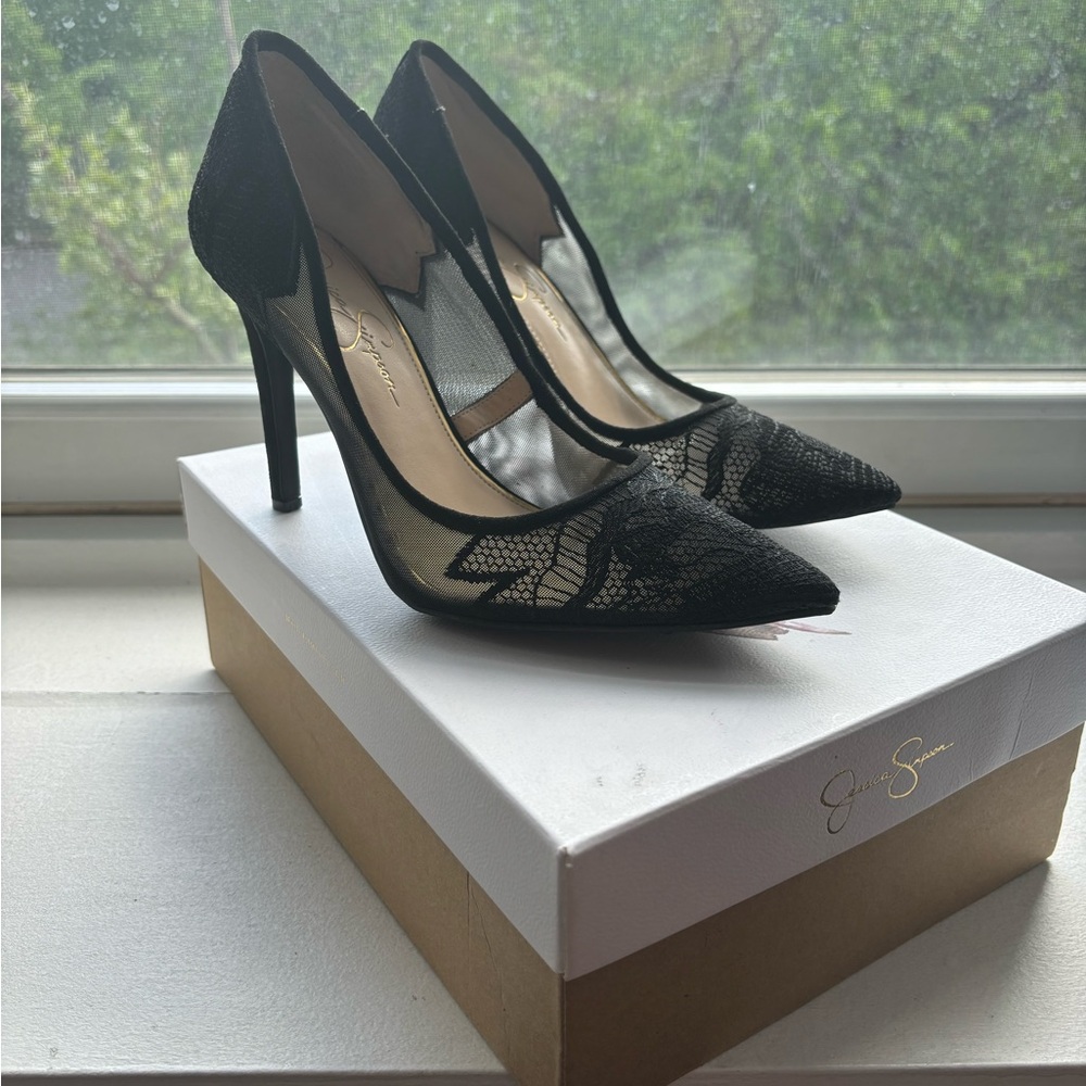 Black lace stiletto pumps - Jessica Simpson